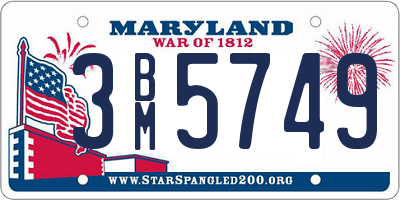 MD license plate 3BM5749