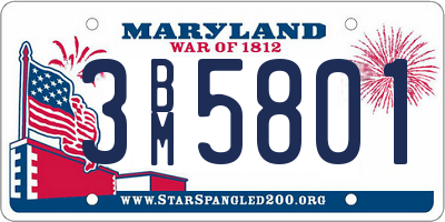 MD license plate 3BM5801