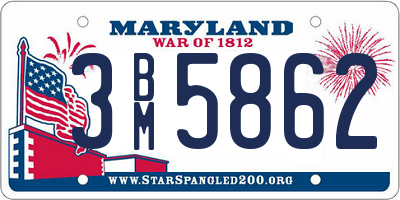 MD license plate 3BM5862