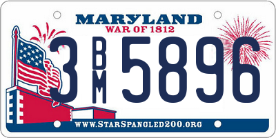 MD license plate 3BM5896