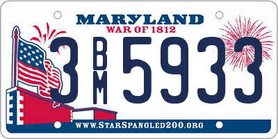MD license plate 3BM5933