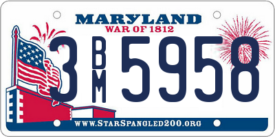 MD license plate 3BM5958