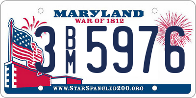 MD license plate 3BM5976