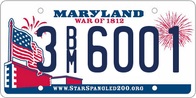 MD license plate 3BM6001