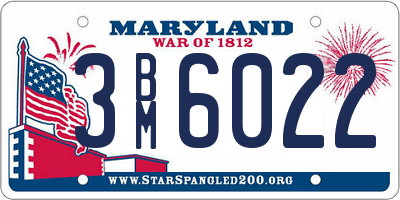 MD license plate 3BM6022