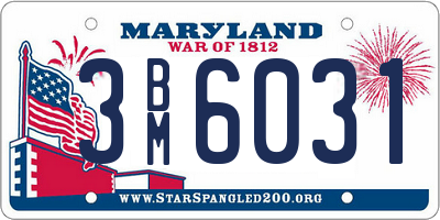 MD license plate 3BM6031