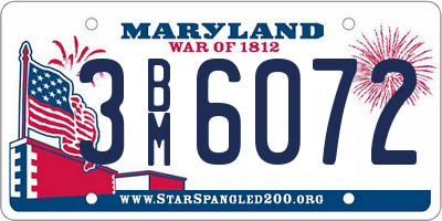 MD license plate 3BM6072
