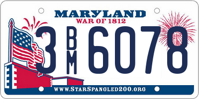 MD license plate 3BM6078