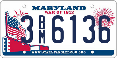 MD license plate 3BM6136