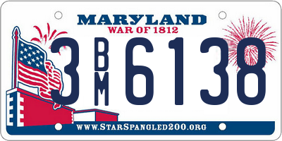 MD license plate 3BM6138
