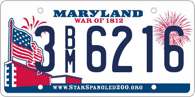 MD license plate 3BM6216