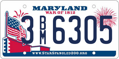 MD license plate 3BM6305