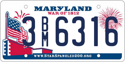 MD license plate 3BM6316
