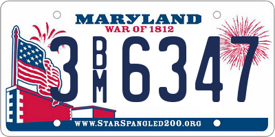 MD license plate 3BM6347