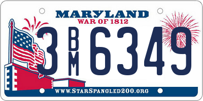 MD license plate 3BM6349