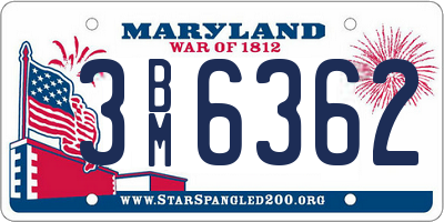 MD license plate 3BM6362