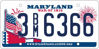 MD license plate 3BM6366