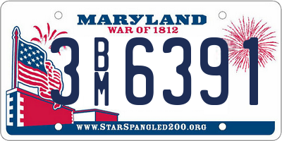 MD license plate 3BM6391