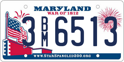 MD license plate 3BM6513