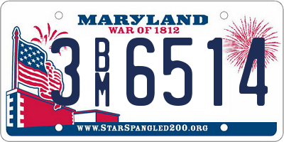 MD license plate 3BM6514
