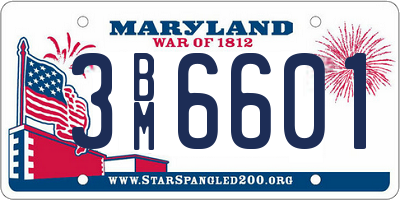 MD license plate 3BM6601