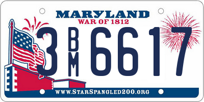 MD license plate 3BM6617