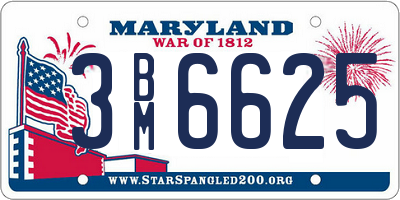 MD license plate 3BM6625