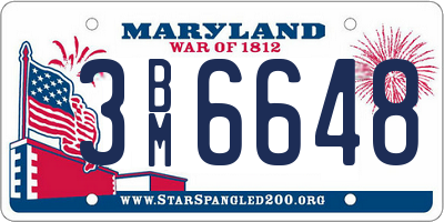 MD license plate 3BM6648