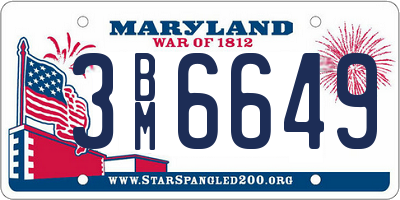 MD license plate 3BM6649