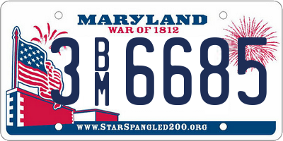 MD license plate 3BM6685