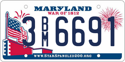 MD license plate 3BM6691