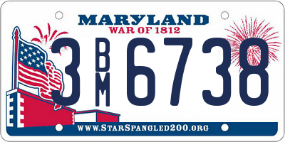 MD license plate 3BM6738