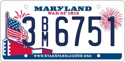 MD license plate 3BM6751