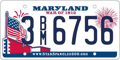 MD license plate 3BM6756