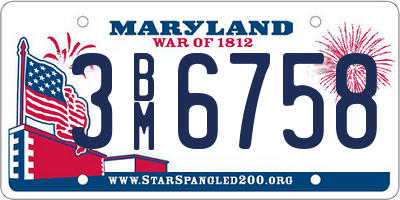 MD license plate 3BM6758