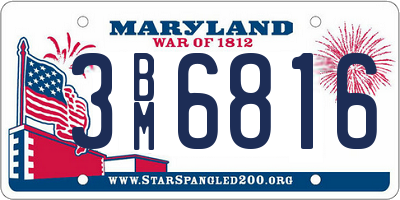 MD license plate 3BM6816