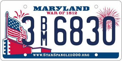MD license plate 3BM6830