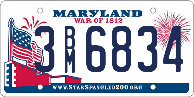 MD license plate 3BM6834