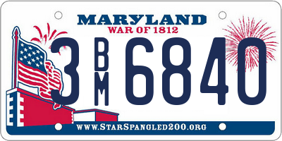 MD license plate 3BM6840