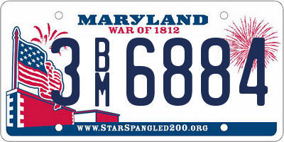 MD license plate 3BM6884