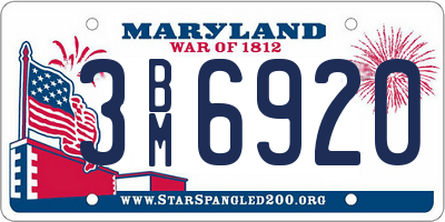 MD license plate 3BM6920