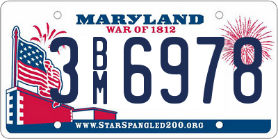 MD license plate 3BM6978