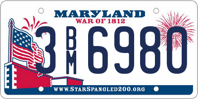 MD license plate 3BM6980