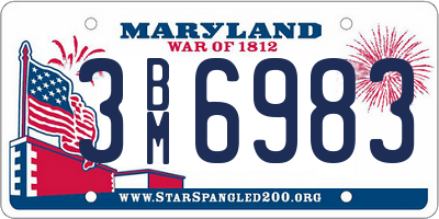 MD license plate 3BM6983