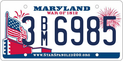 MD license plate 3BM6985