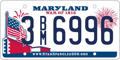 MD license plate 3BM6996