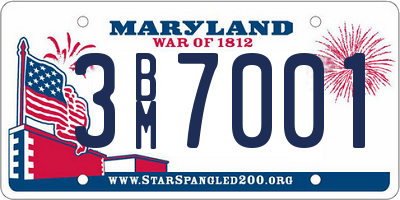 MD license plate 3BM7001