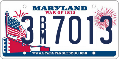 MD license plate 3BM7013