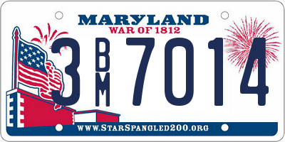 MD license plate 3BM7014