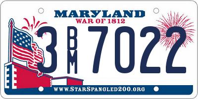 MD license plate 3BM7022